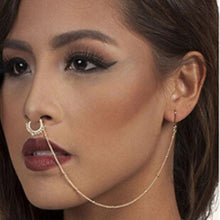 Load image into Gallery viewer, Fan-Shaped Chain Nose Ring Fake Nose Ring Fake Nose Ring Chain Earrings Combination
