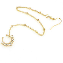 Load image into Gallery viewer, Fan-Shaped Chain Nose Ring Fake Nose Ring Fake Nose Ring Chain Earrings Combination
