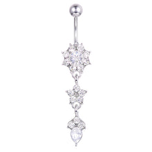 Load image into Gallery viewer, Ornament Water Drop Flower-Shaped Pendant with Diamond Female Navel Stud Belly Ring

