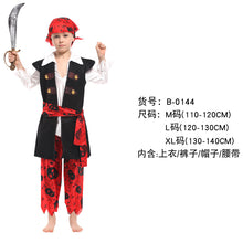 Load image into Gallery viewer, Halloween Children's Pirate with shoes hat belt Costume Ball Shows Costumes Boys and Girls Caribbean Pirate Captain Clothes Sets
