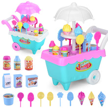 Load image into Gallery viewer, Mini Ice Cream Candy Trolley Toys 19 Pieces Set DIY Girls Playing House Tableware
