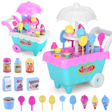 Load image into Gallery viewer, Mini Ice Cream Candy Trolley Toys 19 Pieces Set DIY Girls Playing House Tableware
