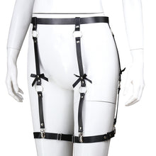Load image into Gallery viewer, Sexy Leather Garter Bow Garter Ribbon Leather Shorts Pole Dance Performing Costumes
