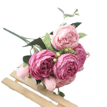 Load image into Gallery viewer, Bouquet 9 heads Artificial Peony Tea Rose Flowers Camellia Silk Fake Flower
