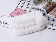 Load image into Gallery viewer, Real Rabbit Fur Scarf Women's Short Scarf Winter Warm Thickened Fur Three-Tube Big Fur Ball
