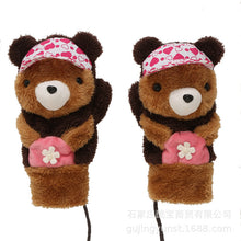 Load image into Gallery viewer, Bear Gloves Female Winter Cute New Cold Protection Thickening Student Finger Plush Gloves
