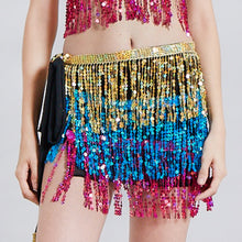 Load image into Gallery viewer, Halloween Belly Dance Costume Indian Dance Waist Scarf Sequins Tassel Hip Scarf Stage DS Performance Belly Dance Waist Chain
