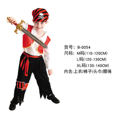 Load image into Gallery viewer, Halloween Children's Pirate with shoes hat belt Costume Ball Shows Costumes Boys and Girls Caribbean Pirate Captain Clothes Sets
