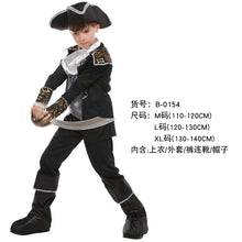 Load image into Gallery viewer, Halloween Children's Pirate with shoes hat belt Costume Ball Shows Costumes Boys and Girls Caribbean Pirate Captain Clothes Sets
