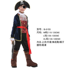 Load image into Gallery viewer, Halloween Children's Pirate with shoes hat belt Costume Ball Shows Costumes Boys and Girls Caribbean Pirate Captain Clothes Sets
