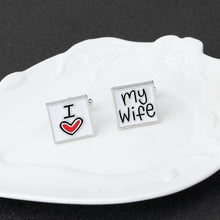 Load image into Gallery viewer, Men's Shirt French Cufflinks Letter I Love My Wife Enamel Cufflinks Valentine's Day Gift Ornament
