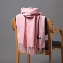 Load image into Gallery viewer, Korean Style Cashmere Scarf Warm Scarf Thickened Tassel Female All-Match Dual-Use Solid Color Talma Autumn and Winter
