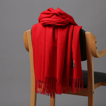 Load image into Gallery viewer, Korean Style Cashmere Scarf Warm Scarf Thickened Tassel Female All-Match Dual-Use Solid Color Talma Autumn and Winter
