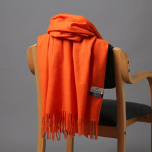 Load image into Gallery viewer, Korean Style Cashmere Scarf Warm Scarf Thickened Tassel Female All-Match Dual-Use Solid Color Talma Autumn and Winter
