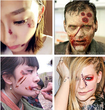 Load image into Gallery viewer, Halloween Tattoo Sticker Paper Water Transfer Sticker Scar Tattoo Sticker Paper Scar Paster 3D Tattoo Sticker
