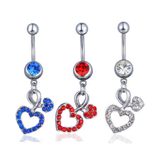 Load image into Gallery viewer, Piercing Jewelry European and American Diamond Heart-Shaped Belly Ring Navel Stud
