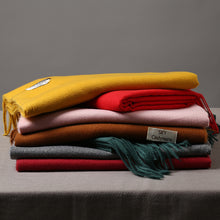 Load image into Gallery viewer, Korean Style Cashmere Scarf Warm Scarf Thickened Tassel Female All-Match Dual-Use Solid Color Talma Autumn and Winter
