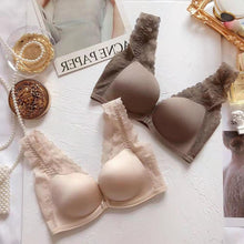 Load image into Gallery viewer, Front Button Underwear Women Gather Beautiful Back Without Rims Lace Side-retraction Adjustment Type Top-receiving Auxiliary Breast Bra
