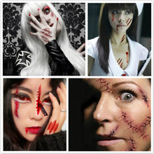 Load image into Gallery viewer, Halloween Tattoo Sticker Paper Water Transfer Sticker Scar Tattoo Sticker Paper Scar Paster 3D Tattoo Sticker
