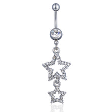 Load image into Gallery viewer, Diamond Five-Pointed Star Pendant Belly Ring Navel Buckle Navel Stud
