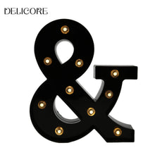 Load image into Gallery viewer, 26 Black English Letter Lights Led Symbol Modeling Lights Wedding Small Night Lamp Birthday Proposal Wall Lamp
