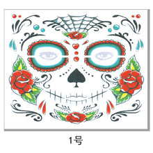Load image into Gallery viewer, Halloween Tattoo Sticker Paper Day of the Dead Transfer Face Pasters Makeup Party Tattoo Sticker
