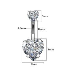 Load image into Gallery viewer, Double Love Belly Umbilical Ring Creative Zircon Navel Decoration Umbilical Ring Piercing Jewelry
