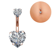 Load image into Gallery viewer, Double Love Belly Umbilical Ring Creative Zircon Navel Decoration Umbilical Ring Piercing Jewelry
