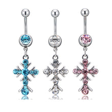 Load image into Gallery viewer, Piercing Jewelry Cross Diamond Belly Ring Alloy Pendant Navel Stud Navel Decoration

