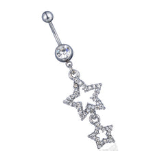 Load image into Gallery viewer, Diamond Five-Pointed Star Pendant Belly Ring Navel Buckle Navel Stud
