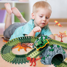 Load image into Gallery viewer, Dinosaur Rail Car DIY Assembling Building Blocks Scene Electric Track Racing Car Science and Education Children's Toys
