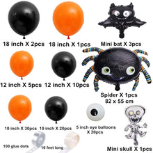 Load image into Gallery viewer, 93pcs Halloween Balloons Garland Kit Balloon Arch Kit DIY Big Spider Skull Bat Foil Balloon For Halloween Party Home Decoration
