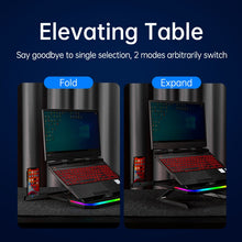Load image into Gallery viewer, RGB Lamp Desktop Laptop Stand 10KG Load-bearing Expand Table Stand Cooler Notebook Bracket Radiator with Phone Holder
