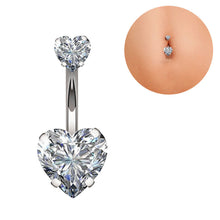 Load image into Gallery viewer, Double Love Belly Umbilical Ring Creative Zircon Navel Decoration Umbilical Ring Piercing Jewelry
