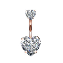 Load image into Gallery viewer, Double Love Belly Umbilical Ring Creative Zircon Navel Decoration Umbilical Ring Piercing Jewelry
