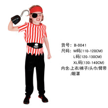 Load image into Gallery viewer, Halloween Children's Pirate with shoes hat belt Costume Ball Shows Costumes Boys and Girls Caribbean Pirate Captain Clothes Sets
