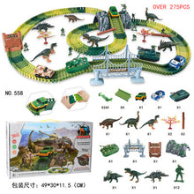 Load image into Gallery viewer, Dinosaur Rail Car DIY Assembling Building Blocks Scene Electric Track Racing Car Science and Education Children's Toys
