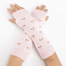 Load image into Gallery viewer, Jacquard Heart Knitted Wool Keep Warm Arm Sleeve Men's and Women's Mid-Length Ski Fingerless Gloves
