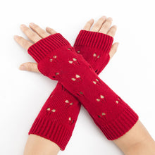 Load image into Gallery viewer, Jacquard Heart Knitted Wool Keep Warm Arm Sleeve Men's and Women's Mid-Length Ski Fingerless Gloves

