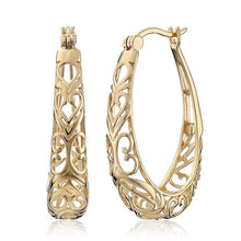 Load image into Gallery viewer, Heart-Shaped Hollow Flower Earrings Exaggerated Banquet Earrings
