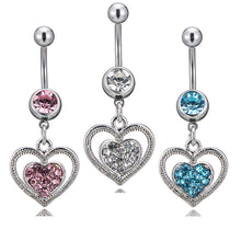 Load image into Gallery viewer, Piercing Jewelry Heart-Shaped Alloy Jeweled Pendant Navel Ring Navel Nail
