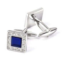 Load image into Gallery viewer, INBO Diamond Blue Crystal Cufflink Men's French Cufflink Button Cufflinks
