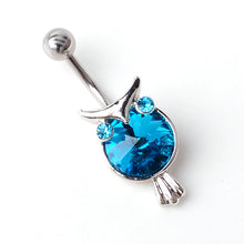 Load image into Gallery viewer, Three-Color Crystal Owl Belly Ring Navel Stud
