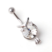 Load image into Gallery viewer, Three-Color Crystal Owl Belly Ring Navel Stud
