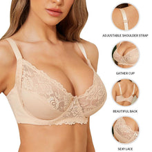 Load image into Gallery viewer, Full Cup Thin Underwear Bra Plus Size Wireless Adjustable Lace Women's Bra Breast Cover D E Cup Large Size Lace Bras
