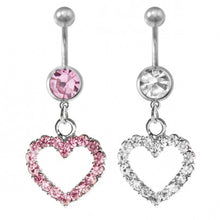 Load image into Gallery viewer, Diamond Heart-Shaped Navel Ring Navel Stud Wholesale Belly Dance Piercing Jewelry Belly Ring
