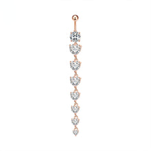Load image into Gallery viewer, 7 Heart Crystals Long Dangled Belly Button Rings Surgical Steel Cute Navel Piercing Nombril 14g Cuved Bar Body Piercings Jewelry
