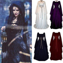 Load image into Gallery viewer, Halloween Costume Retro Long-sleeved Round Collar Belt Irregular Women's Dress
