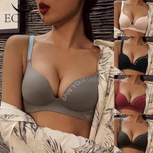 Load image into Gallery viewer, Women's Seamless Letter Print Bra Without Steel Ring Soft Ice Silk Bra Sexy Push-up Gather Bra
