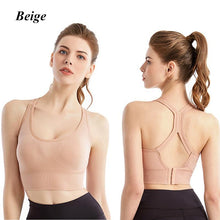 Load image into Gallery viewer, Women Sports Bra Workout Push Up Seamless Sexy Fast Dry Yoga Fitness Removeable Pads Shockproof Running Wire Free X Shape Back
